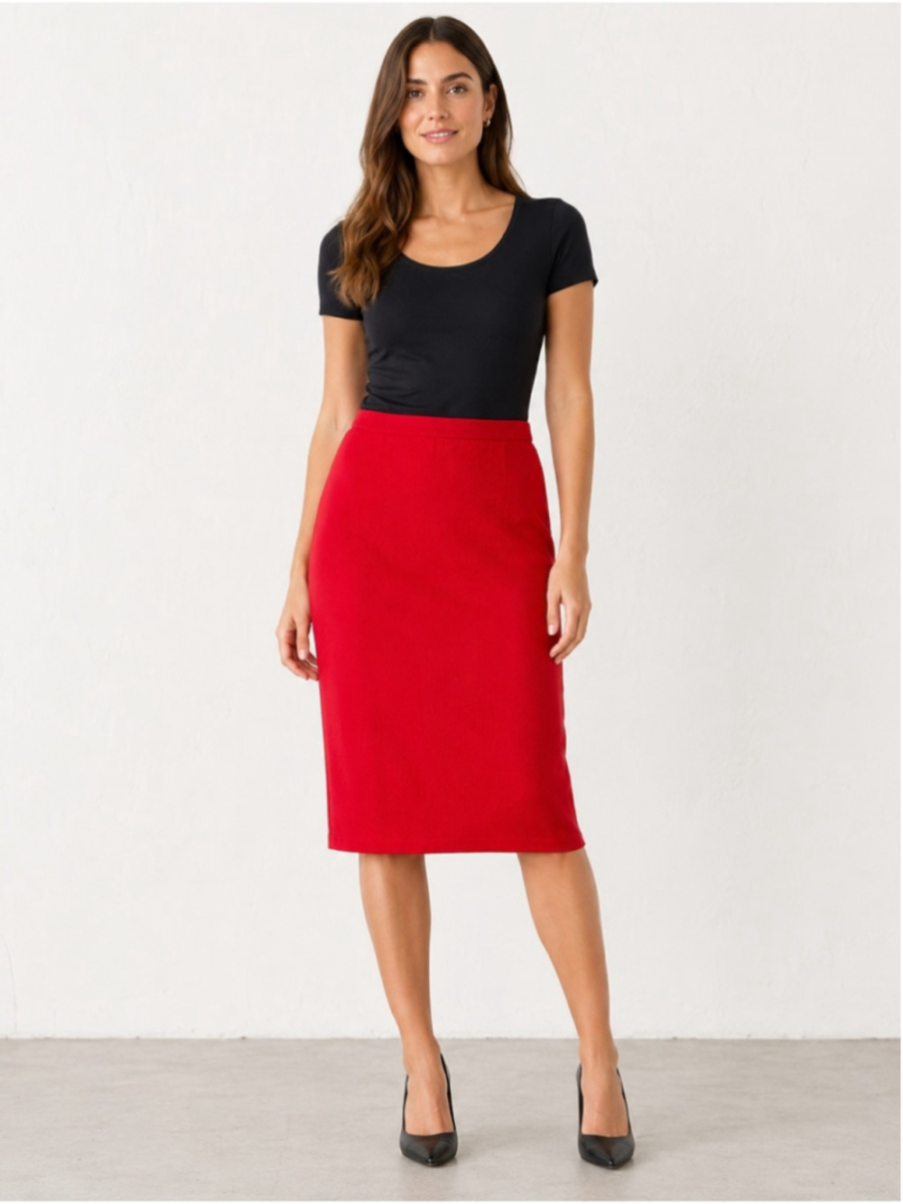 Classic Red Pencil Skirt - Women's Tailored Fit Size S Holiday Cocktail Office